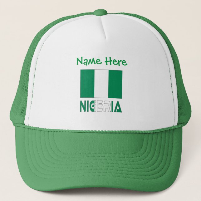 Nigeria Nigerian Flag Green Personalization  Trucker Hat (Front)
