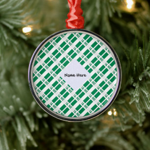 Nigeria Nigerian Flag Tiled Black Personalization Metal Ornament