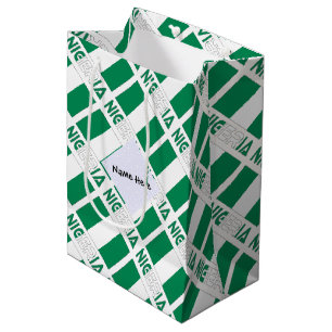 Nigeria Nigerian Flag Tiled Green Personalized Medium Gift Bag