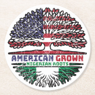 Nigeria Nigerian US American USA United States Round Paper Coaster