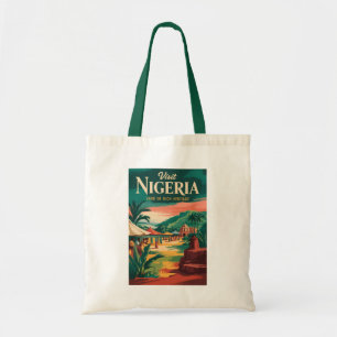 Nigeria Painterly Illustration Travel Art Vintage Tote Bag