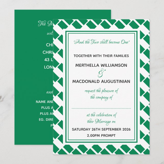 NIGERIA Patriotic Scripture Personalized Wedding Invitation (Front/Back)