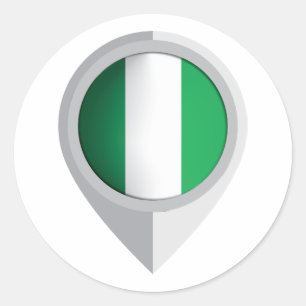 Nigeria Pin Location Flag Classic Round Sticker