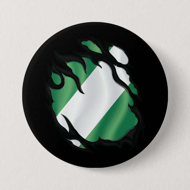 Nigeria Ripped Flag 3 Inch Round Button (Front)