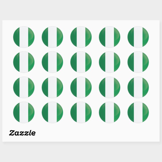 Nigeria  Round Icon Flag Classic Round Sticker (Sheet)