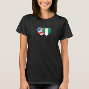 Nigeria & USA Flag Twin Heart for Nigerian America T-Shirt