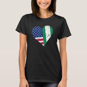 Nigeria USA Hear Distressed Nigerian American Flag T-Shirt