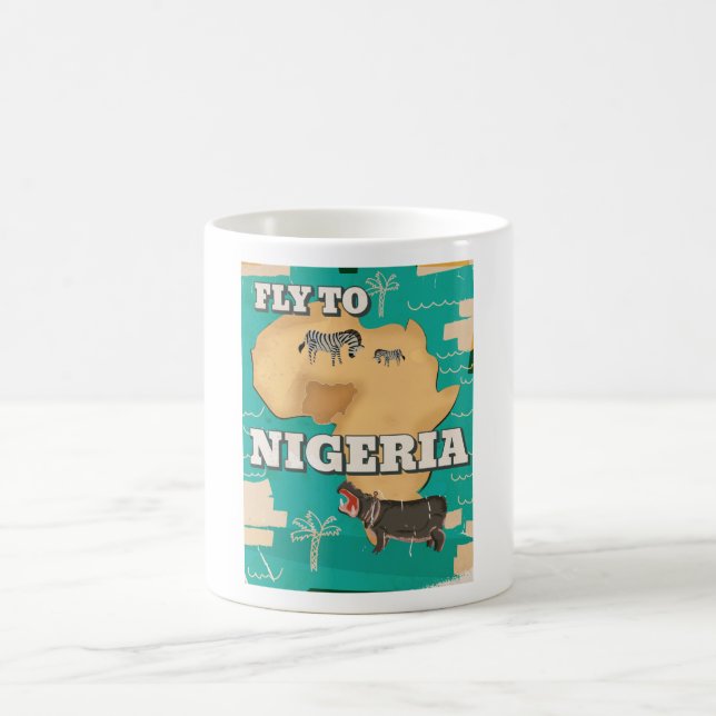 Nigeria Vintage Travel poster Coffee Mug (Center)