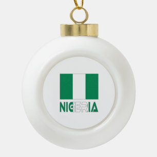 Nigeria with the Nigerian Flag  Ceramic Ball Christmas Ornament
