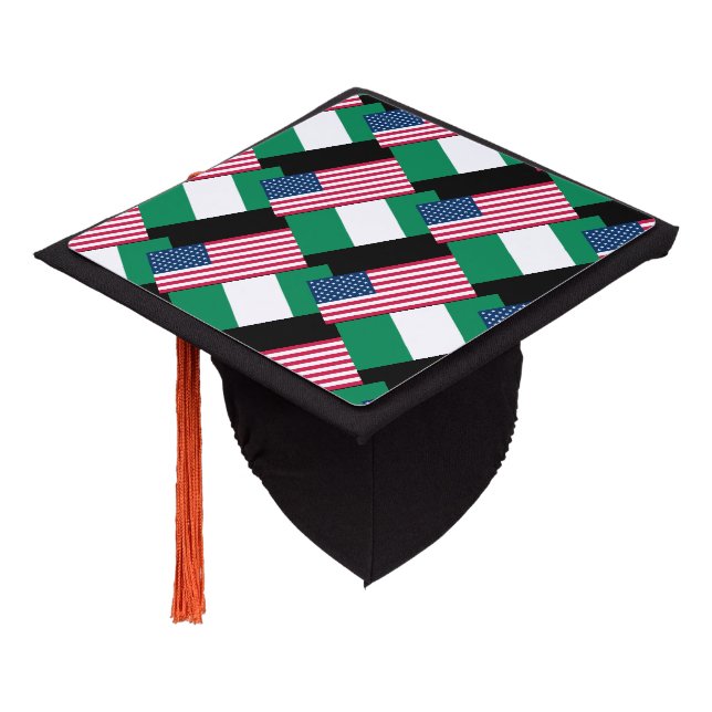 Nigerian and USA Flags Graduation Cap Topper (Angled)