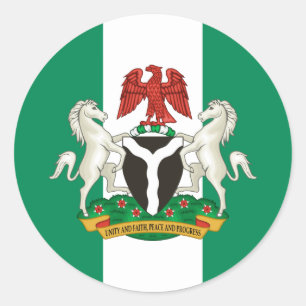Nigerian Flag & Coat of Arms, Flag of Nigeria Classic Round Sticker