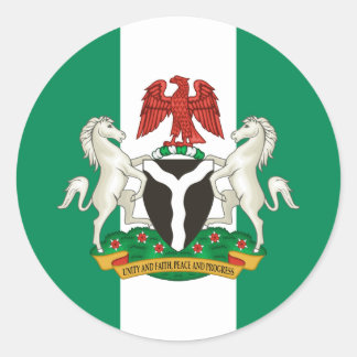 Nigerian Flag & Coat of Arms, Flag of Nigeria Classic Round Sticker