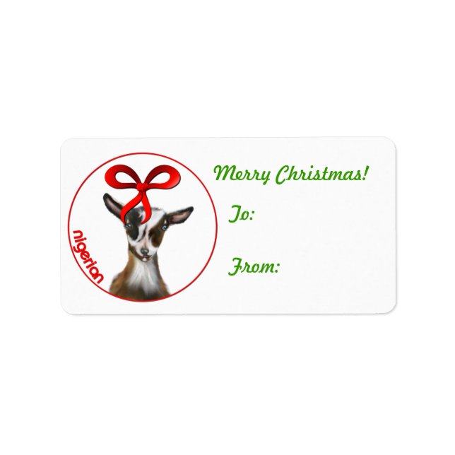 Nigerian Goat Christmas Gift Tag Sticker (Front)