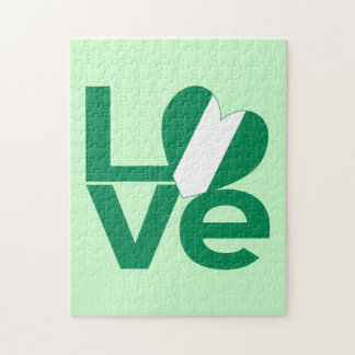 Nigerian Green LOVE Heart Flag Jigsaw Puzzle