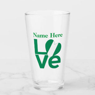 Nigerian Green LOVE Heart Flag Personalized Glass