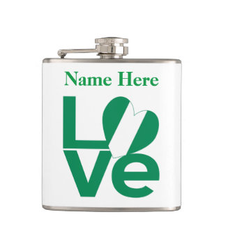 Nigerian Green LOVE Heart Flag Personalized  Hip Flask