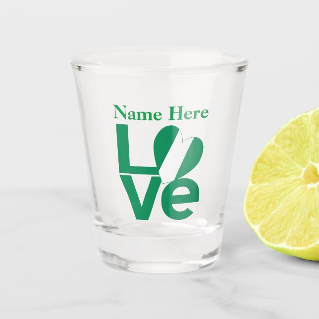 Nigerian Green LOVE Heart Flag Personalized  Shot Glass (Front)