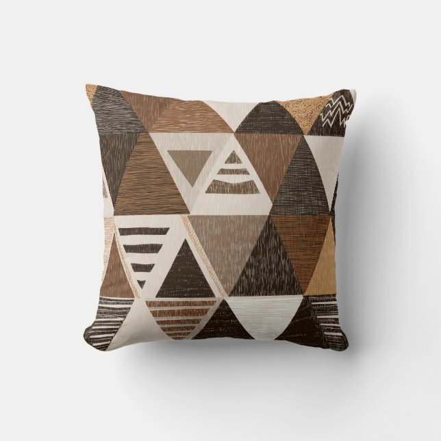 Nigerian patterns on a triangles background throw pillow (Front)