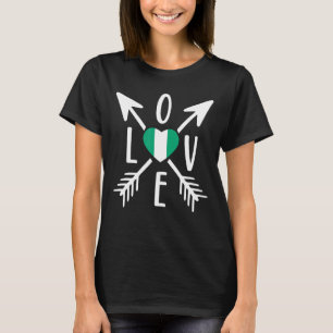Nigerian pride Love Nigeria flag Heart Black Histo T-Shirt