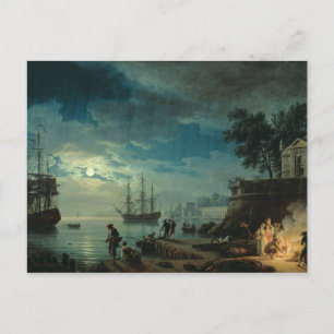 Night: A Port in the Moonlight, 1748 Postcard
