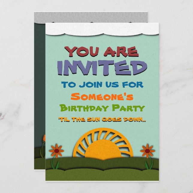 Night and Day Birthday Party Invitations (Front/Back)