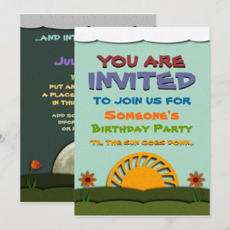 Night and Day Birthday Party Invitations