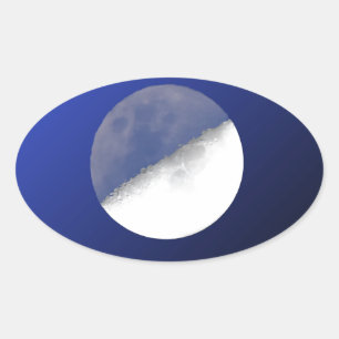 Night and Day Moon Shot Oval Sticker
