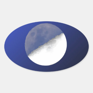 Night and Day Moon Shot Oval Sticker