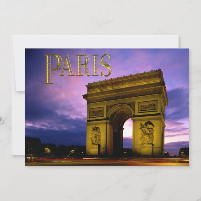 Night at Arc de Triomphe Paris Invitation (Front)