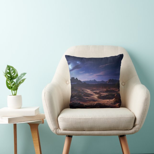 Night at Desert Throw Pillow (Chair)