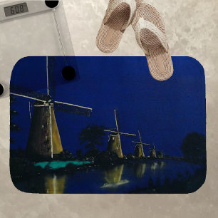 Night at Kinderdijk Bath Mat