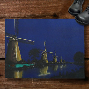 Night at Kinderdijk Doormat
