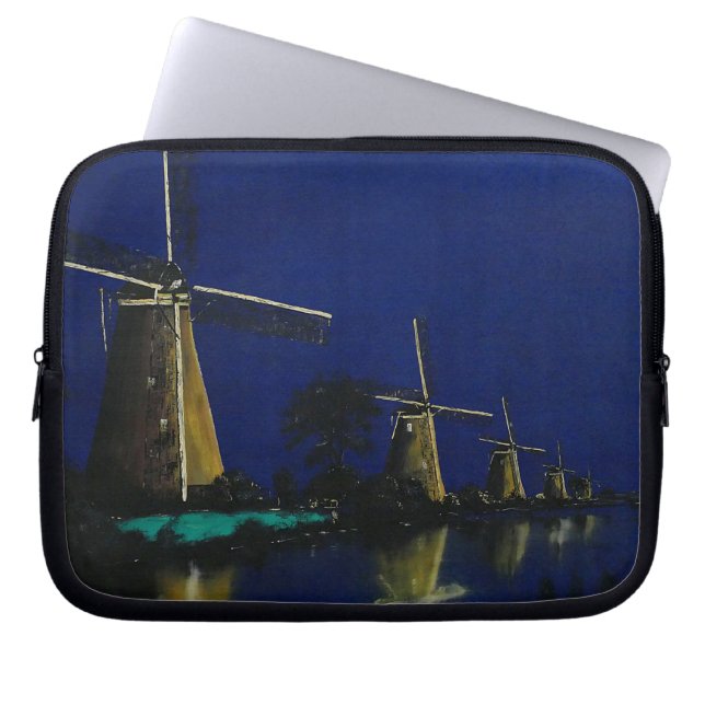 Night at Kinderdijk Laptop Sleeve (Front)