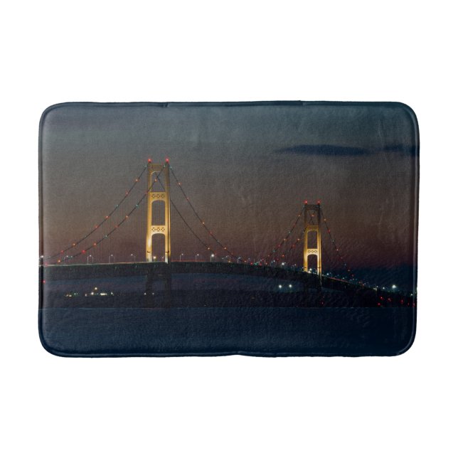 Night At Mackinac Bridge Bath Mat (Front)