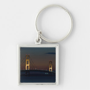 Night At Mackinac Bridge Keychain