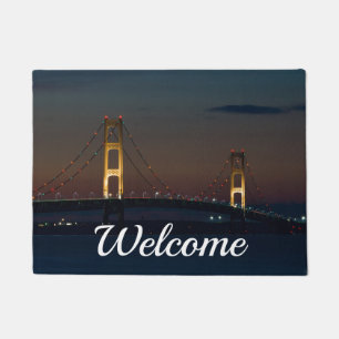 Night At Mackinac Bridge Welcome Doormat