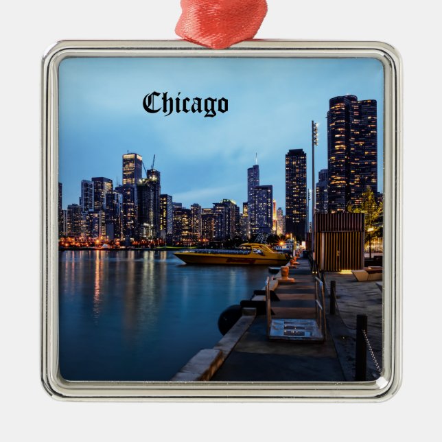 Night At Navy Pier Metal Ornament (Front)