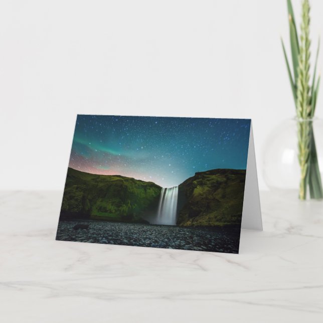 Night at Skógafoss Card (Front)