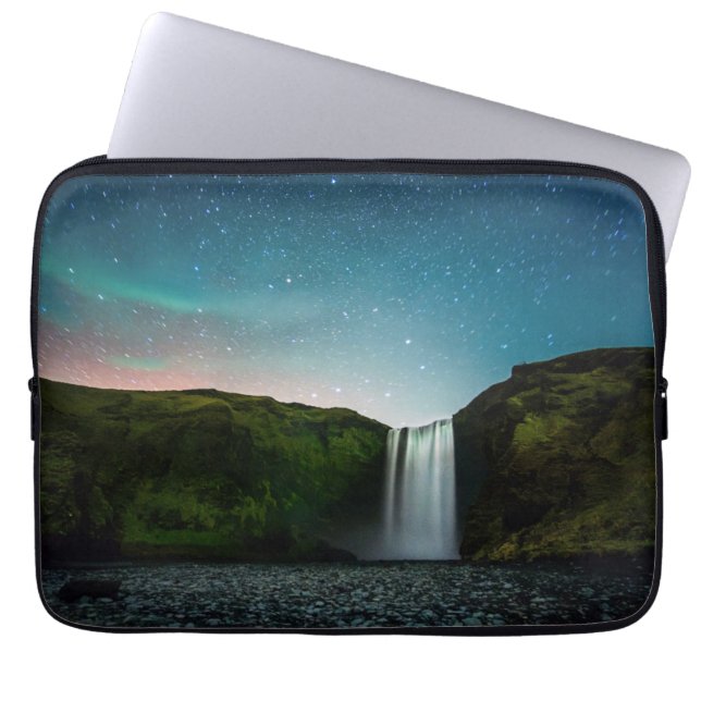 Night at Skógafoss Laptop Sleeve (Front)