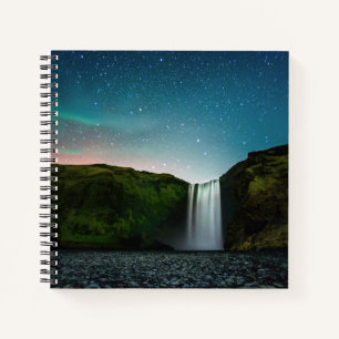 Night at Skógafoss Notebook