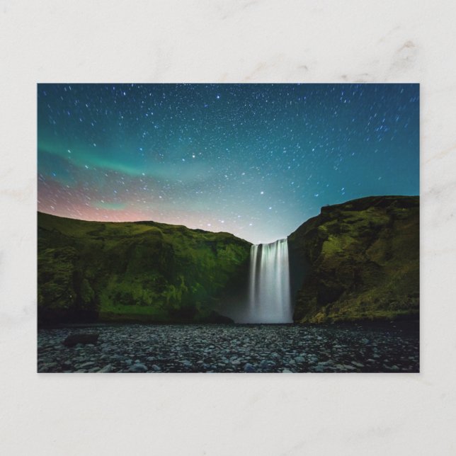 Night at Skógafoss Postcard (Front)