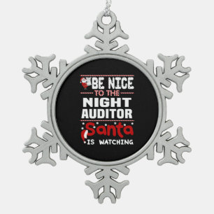 Night Auditor Snowflake Pewter Christmas Ornament