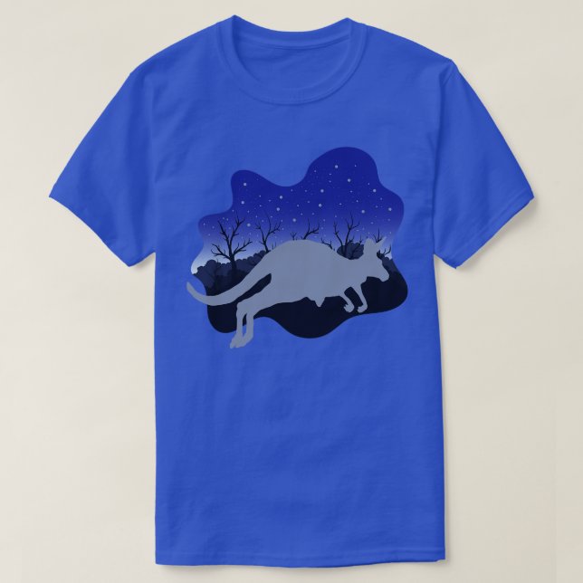 Night Australia Outback Zoo Animal Kangaroo T-Shirt (Design Front)