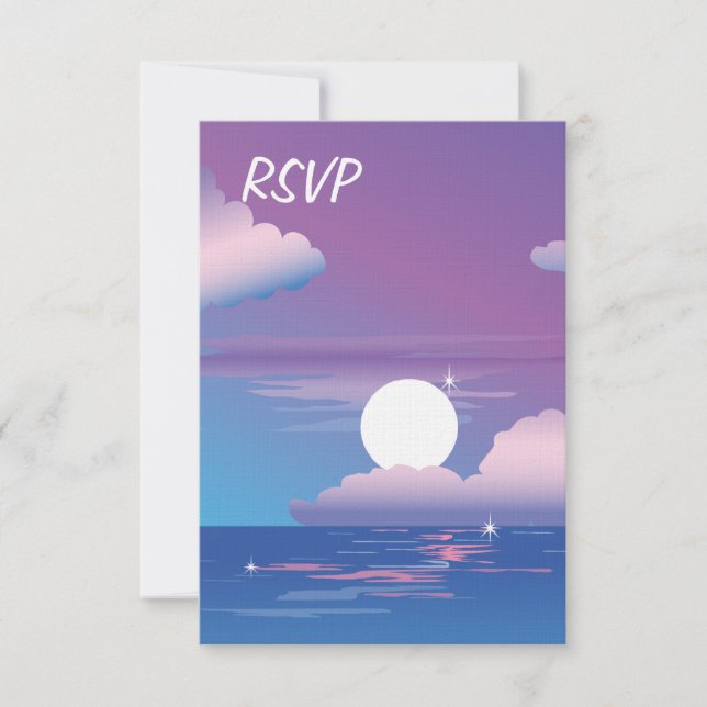 Night Beach RSVP Wedding Invitation (Front)