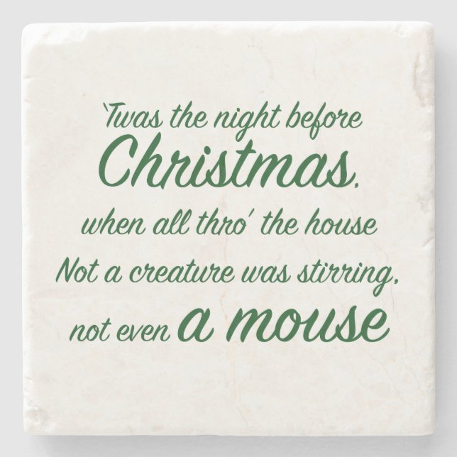Night Before Christmas Script Ceramic  Stone Coaster (Front)