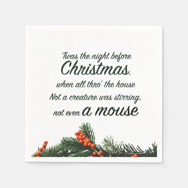 Night Before Christmas Script  Napkin (Front)