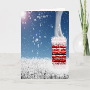 Night Before Christmas Winter Snowstorm Chimney Holiday Card