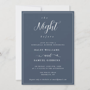 Night Before Navy Blue Rehearsal Dinner Invitation