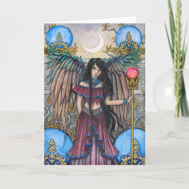 Night Bird Fantasy Fairy Art by Molly Harrison Thank You Card (Front)