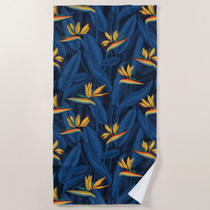 Night bird of paradise garden 2 beach towel
